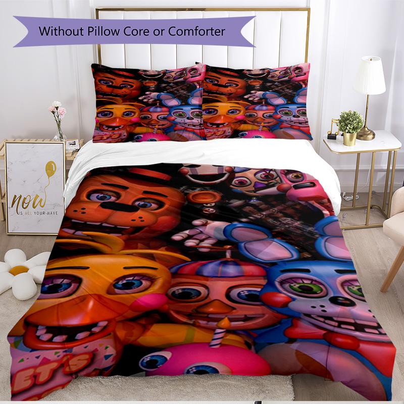 3pcs Duvet Cover Set (1*Duvet Cover + 2*Pillowcase, Without Core), Five Nights at Freddy's Print Soft All‑Season Bedding Set, Home Bedroom Decor Gift