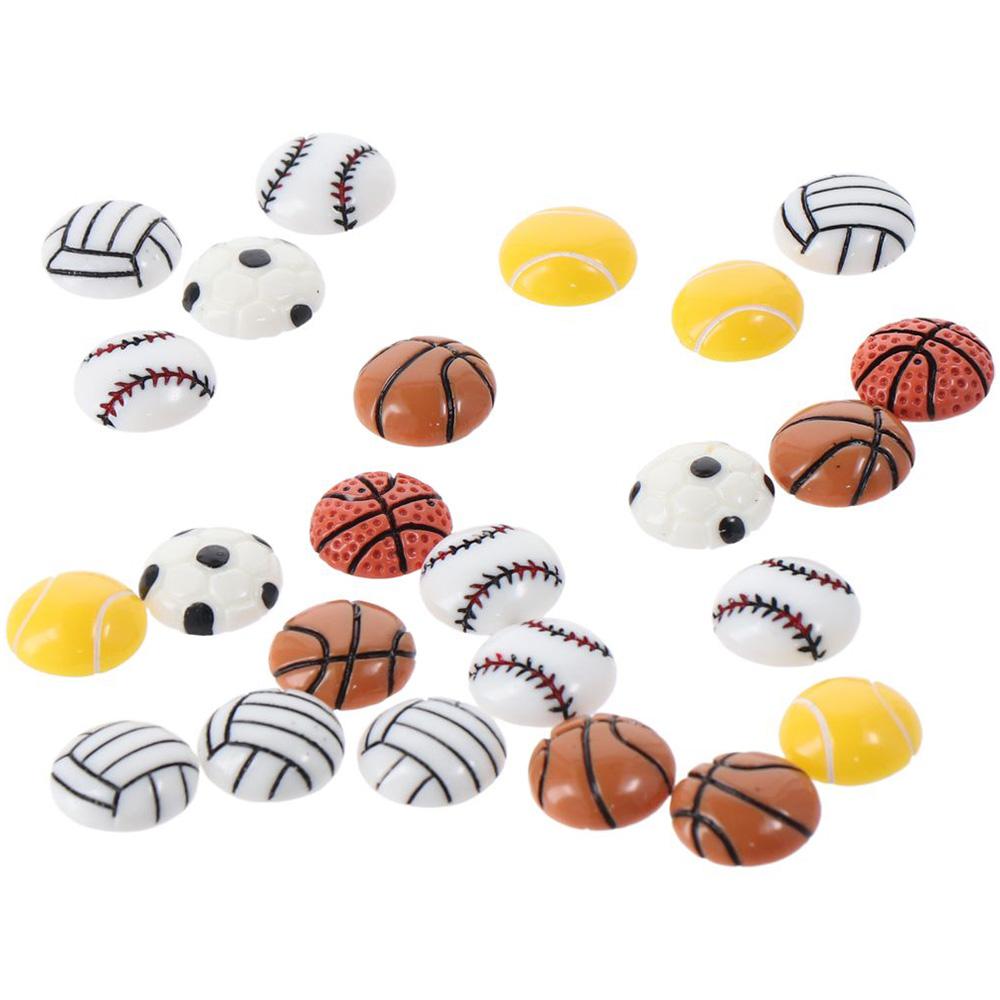 40Pack Football Assorted Sport Ball Slime Charms Volleyball Flat Back Resin Charms  for Scrapbooking