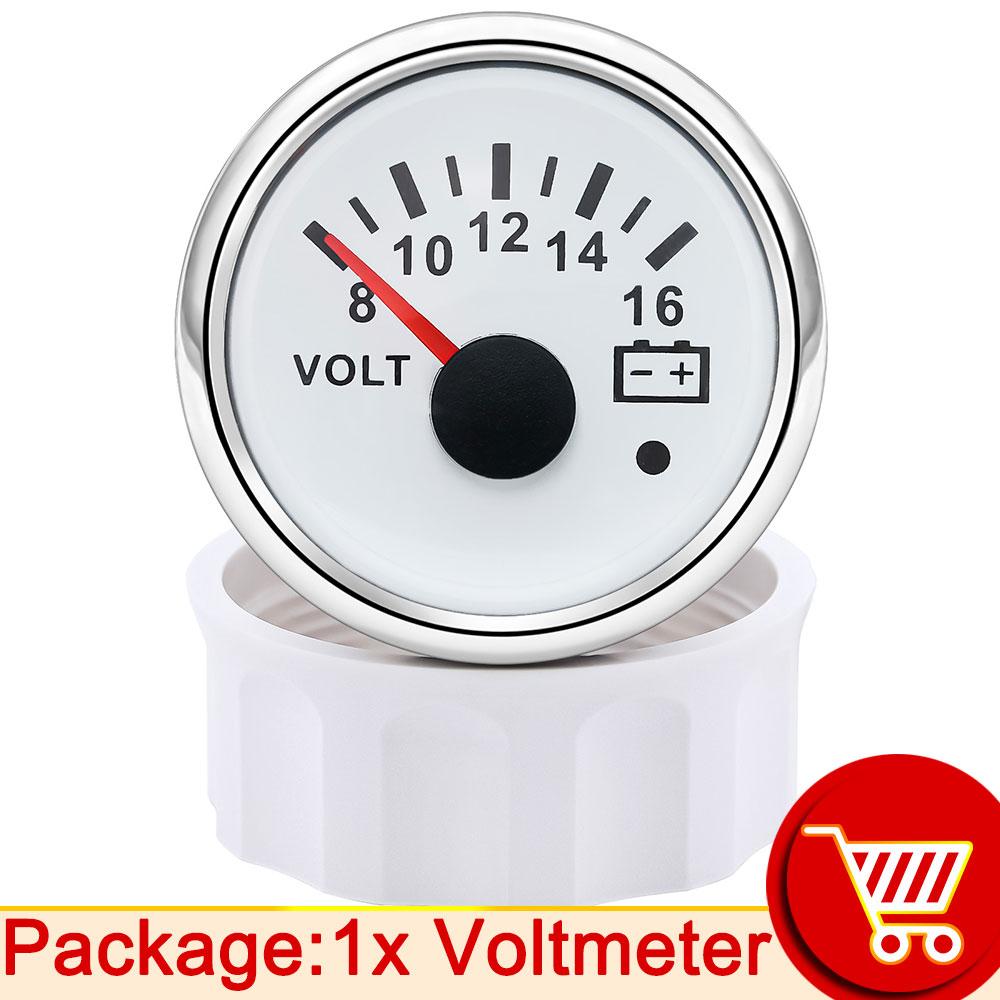 AD 52mm Voltmeter with Alarm Light Volt Meter Gauge Voltage for Marine Car Caravan Boat Camper RV Truck 12v Voltmeter Ammeter