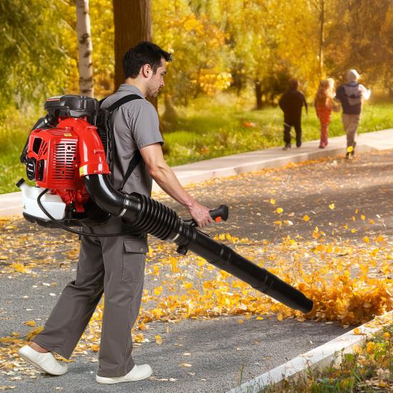 Backpack Gas Leaf Blower, 75.6cc 2 Stroke Engine, 850CFM, 200MPH, High Power Gasoline Leaf Blower, 2.3L Fuel Tank, Ergonomic Blower for Leaf, Sand,