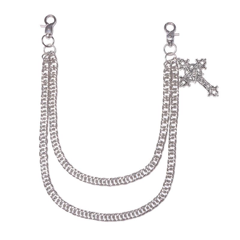 Fashion Punk Metal Pants Chain Hip Hop Waist Chain Cross Pendant Jeans Chain For Men Women Accessories Gifts