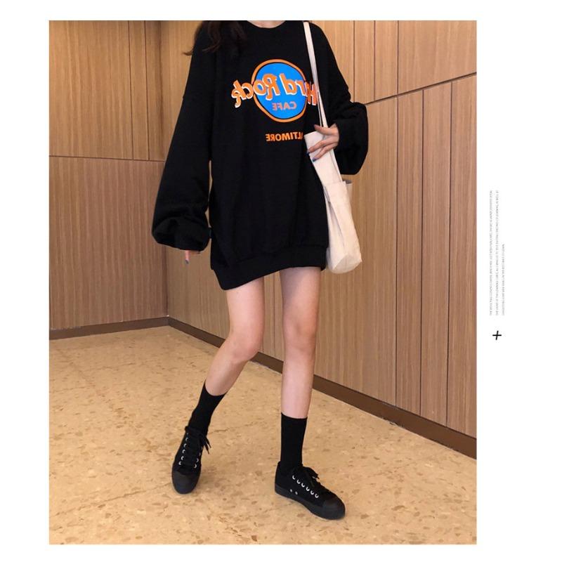 Супер Горячий Свитшот с Круглым Вырезом для Женщин Осень Новое Тонкое Пальто Корейский Стиль Тренд Харадзюку BF Студенческий Свободный Топ