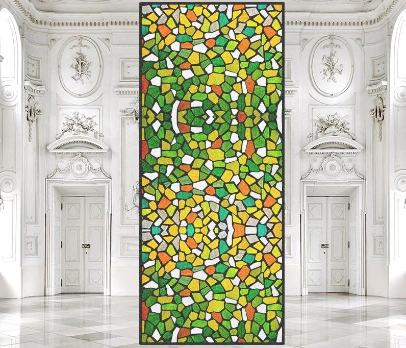 Customize Stained Glass Window Film Frosted Mosaic Grid Privacy Protection No Glue Decorative Bathroom Bedroom Kitchen Home Quality