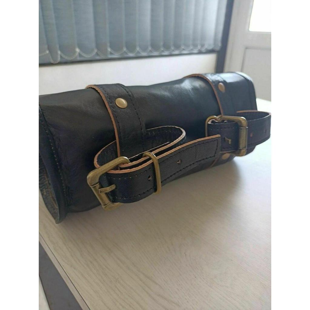 Сумка Инструмент Мотоцикл Кожа Скрутка Козья Кожа Ремешок Пряжка Застежка Седельная Сумка Натуральная