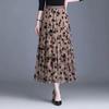 Women's High-Waisted Double-Sided Flocked Mesh Pleated A-Line Midi Skirt - New Slimming Spring Style