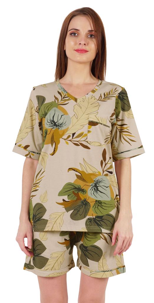 Inkmeso Printed Nightwear Shorts Set For Women Top And Short Sleepwear Sets 2