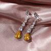 BELLA BOX Висячие серьги с желтыми каплями воды и цирконами для женщин, эстетические женские аксессуары для ушей, свадебные трендовые ювелирные изделия
