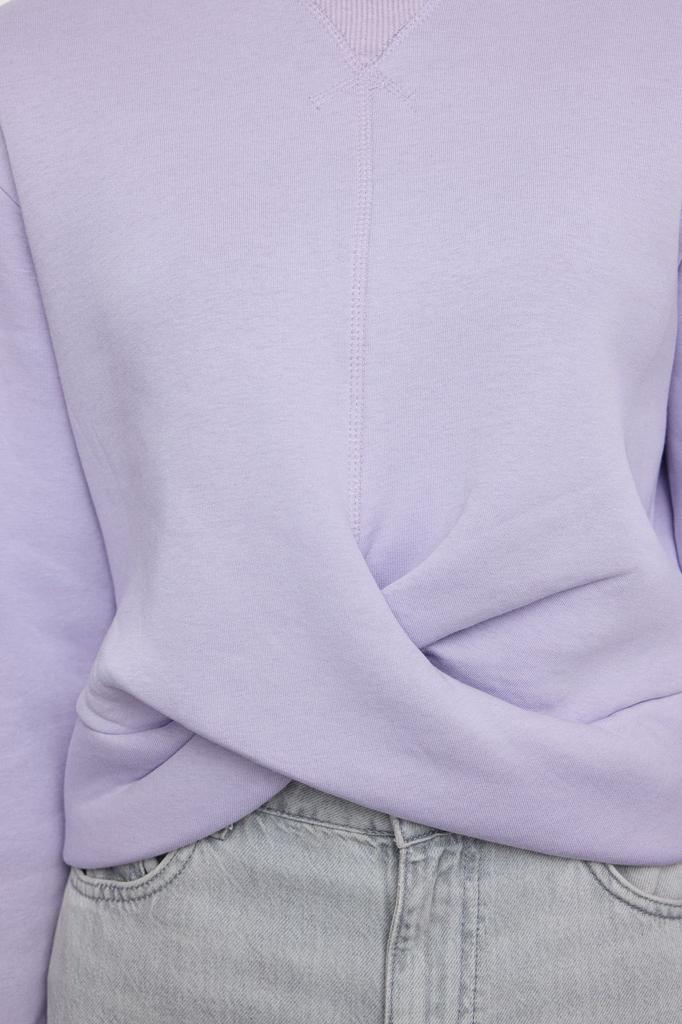 Женская модная стильная толстовка сиреневого цвета с детальной детализацией, толстая внутри флисовая вязаная толстовка с круглым вырезом