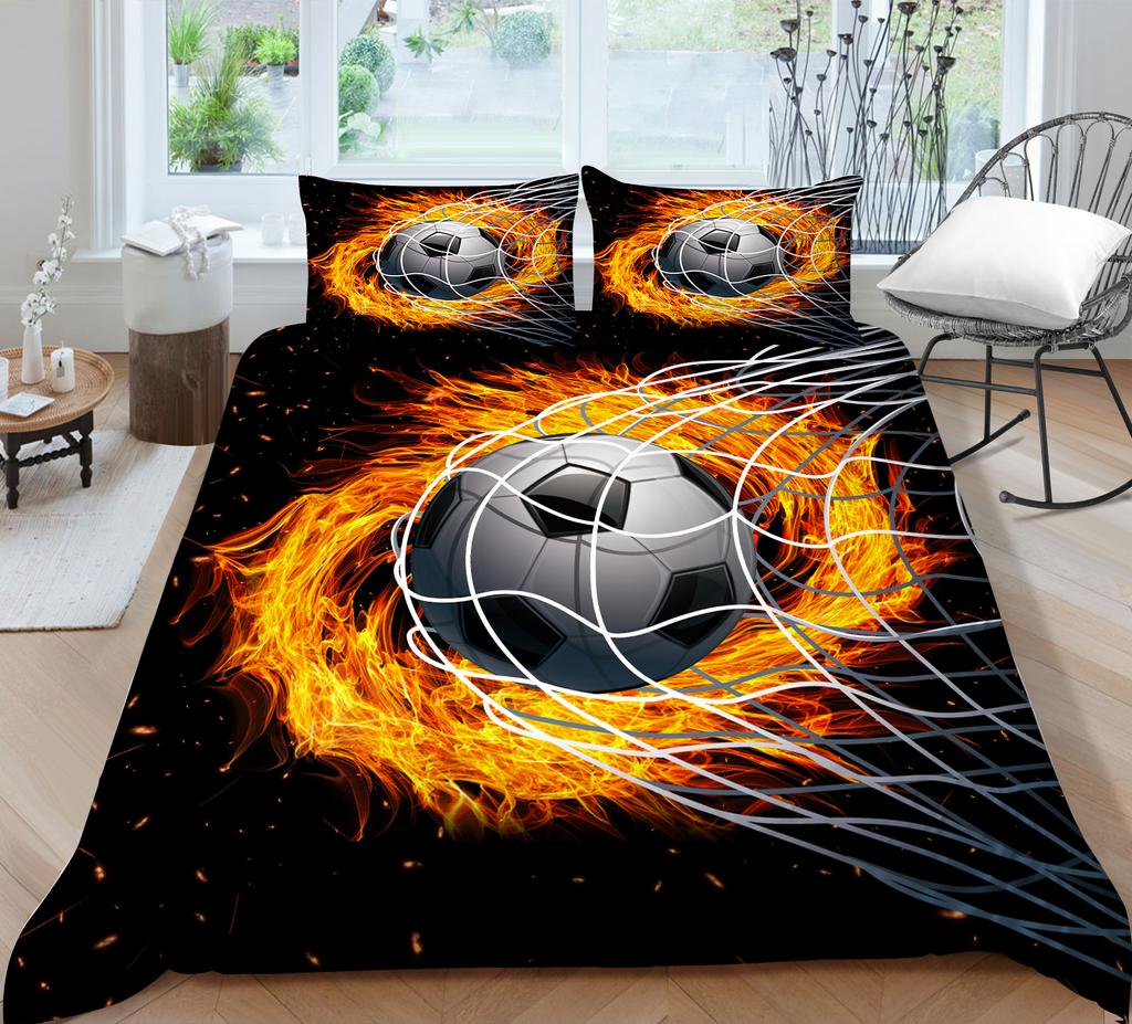 Комплект постельного белья с 3D футбольным принтом, пододеяльник со спортивным узором, наволочка, очень большой размер, украшение для дома