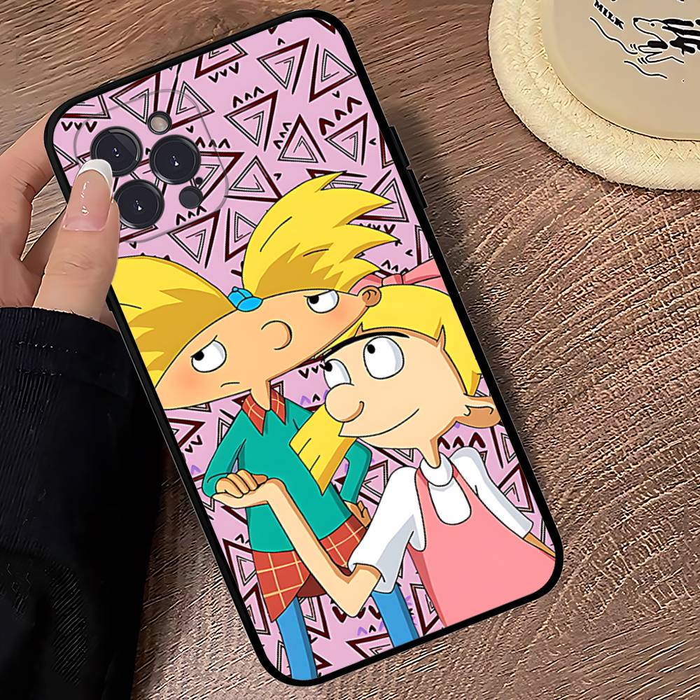Hey A_Arnolds Cartoon Black Soft Phone Case For IPhone 16 15 14 13 11 12 17 Pro Max Mini Plus