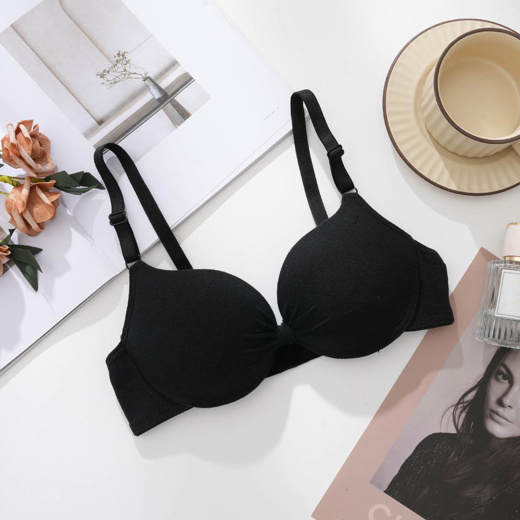 Сексуальный бюстгальтер Push Up для женщин, бюстгальтер на косточках, бюстгальтеры с чашечками, хлопковый бюстгальтер со сборками, однотонное женское нижнее белье