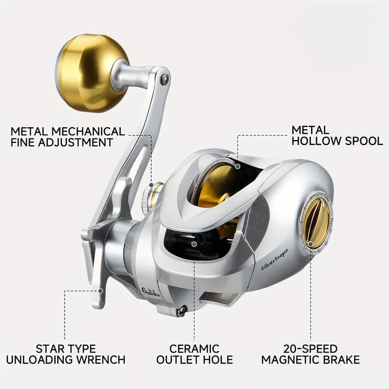 Металлическая безынерционная катушка Левая и правая рука Высокое передаточное число Идеально подходит для праздничной рыбалки в пресной и соленой воде Отличный подарок Также рыболовные снасти