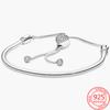 Genuine 925 Sterling Silver Moments Four Style Snake -Shaped Chain Sliding Bracelet Leather Bracelet Wedding Party Girl Jewelry