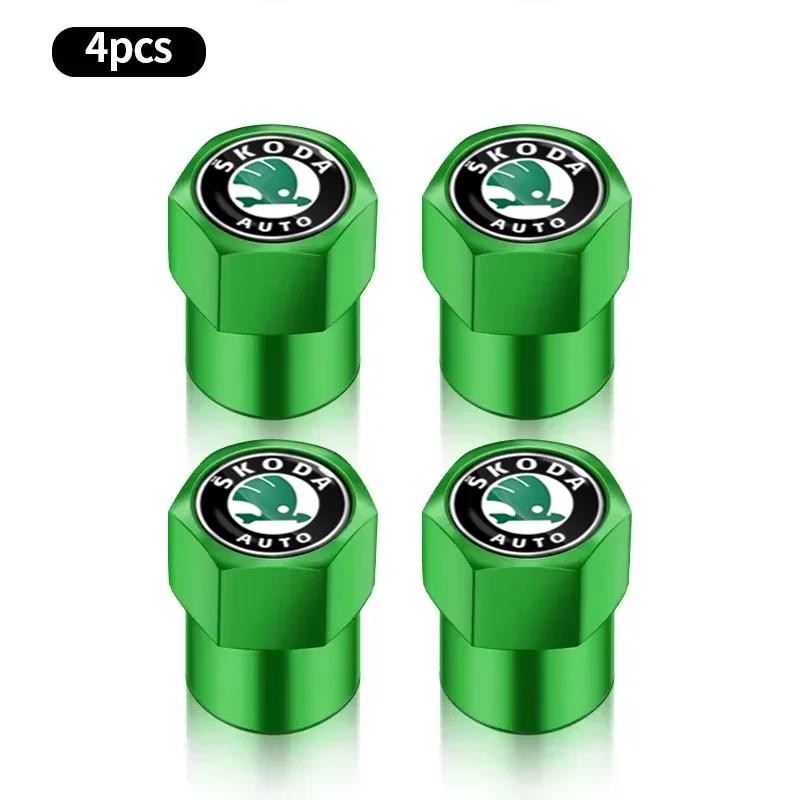 NADH5 4PCS Fashion Car Wheel Air Valve Dust Covers Accessories  For Skoda Fabia Octavia Karoq Kodiaq Kamiq Superb Rapid Scale