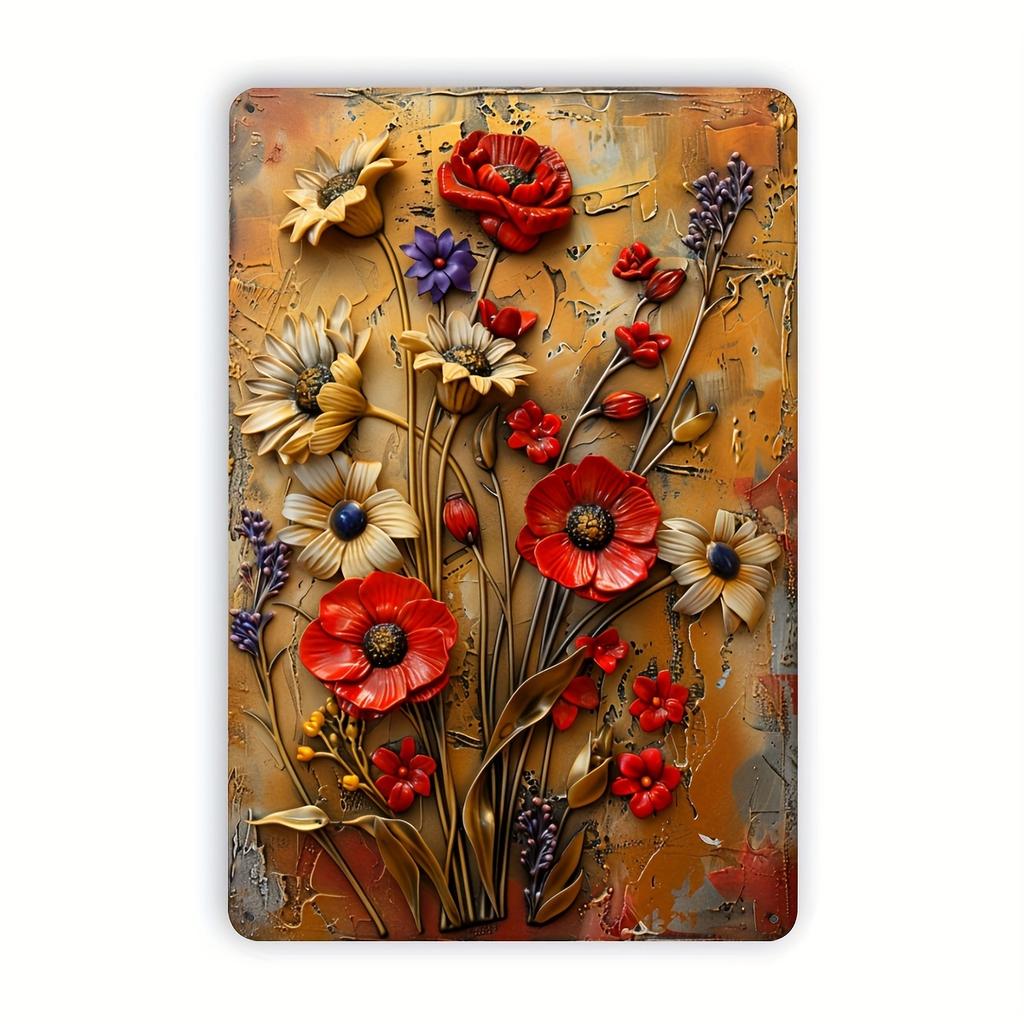 Creative Daisy Retro Metal Tin Sign, Interesting Plant and Flower Wall Art Decoration, Forest Garden Wall Retro Decoration