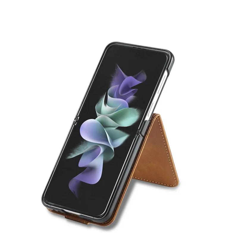 Кожаный чехол с принтом под теленка для Samsung Galaxy Z Flip 7 FE 6 5 4 5G Flip6 Слот для карт Кошелек Flip4 Подставка Чехол Ультратонкий