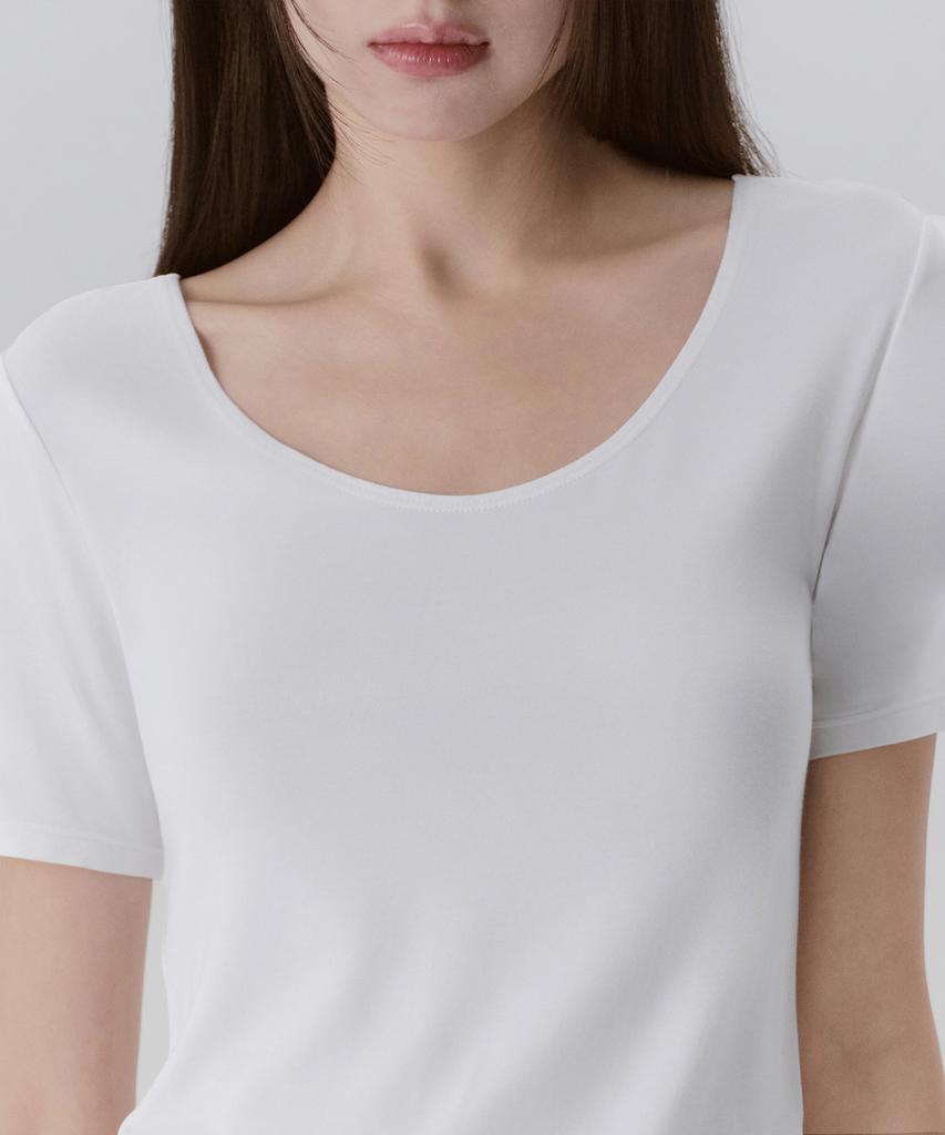 MUSINSA STANDARD WOMAN [Hit Standard] Women'S Scoop Neck Short Sleeve Undershirt [White]