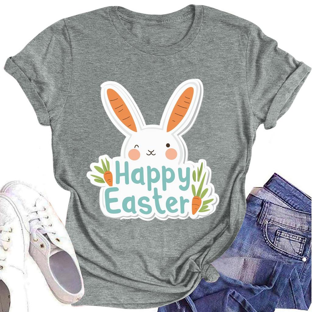 Women's Printed Round Neck Short-sleeved T-shirt Top