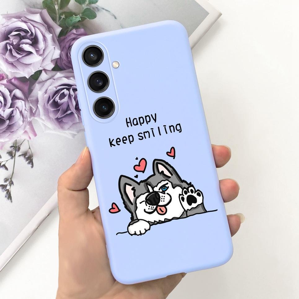 Для Чехла Funda Samsung A35 5G Case SM-A356E Пара Любовь Сердце Цветок Кошка Рисунок Задняя Крышка Для Samsung Galaxy A35 5G Etui
