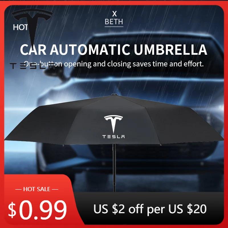 Car Sticker Tesla Car Interior Accessories Car Folding Umbrella Portable Automatic Sunshade For Tesla model 3 model X Y style Ro