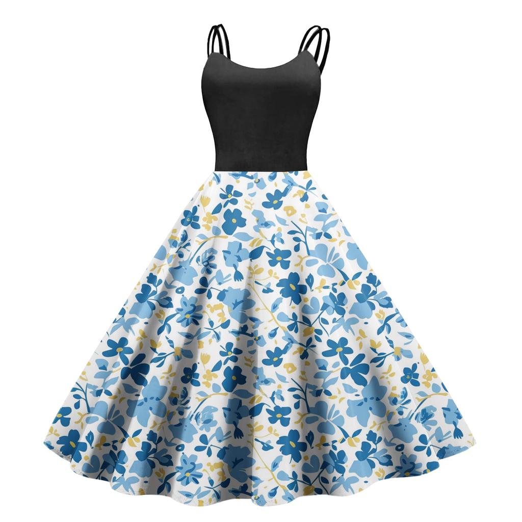 Women's Casual Fashion Print Sexy Off Shoulder Punk Retro Dress Retro Dress Dress