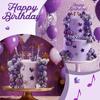 Complete K-Pop Party Cake Topper: Purple Disco Balls Mic Hearts “Happy Birthday” – Music Theme Decor 5