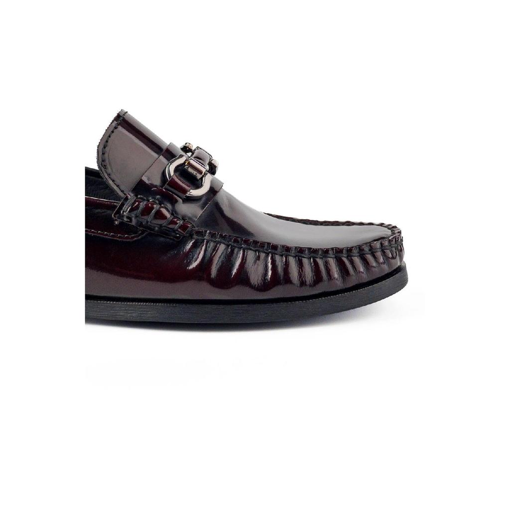 Классические мужские туфли из натуральной кожи с пряжкой из лакированной кожи бордового цвета Romance
