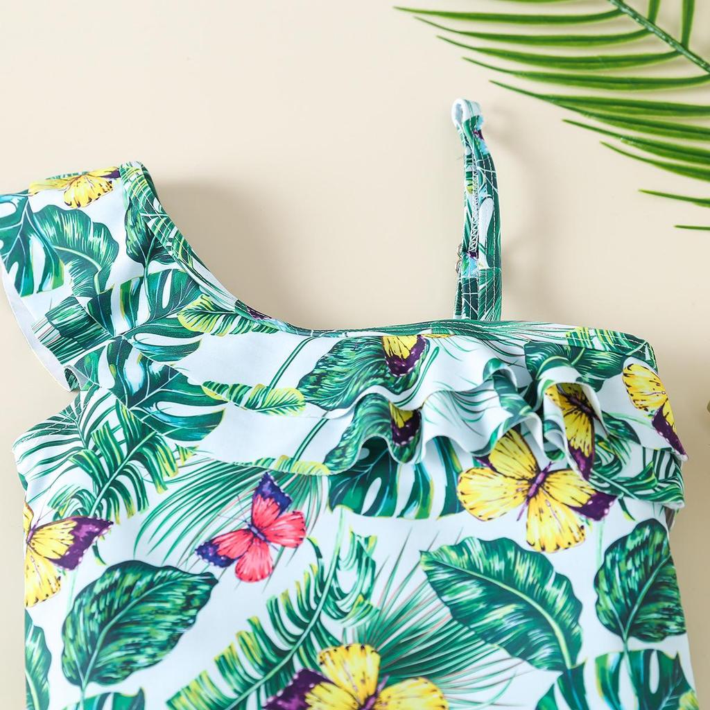 Девочки, купальник с цветочным принтом на одно плечо - Милый принт, купальник для горячих источников