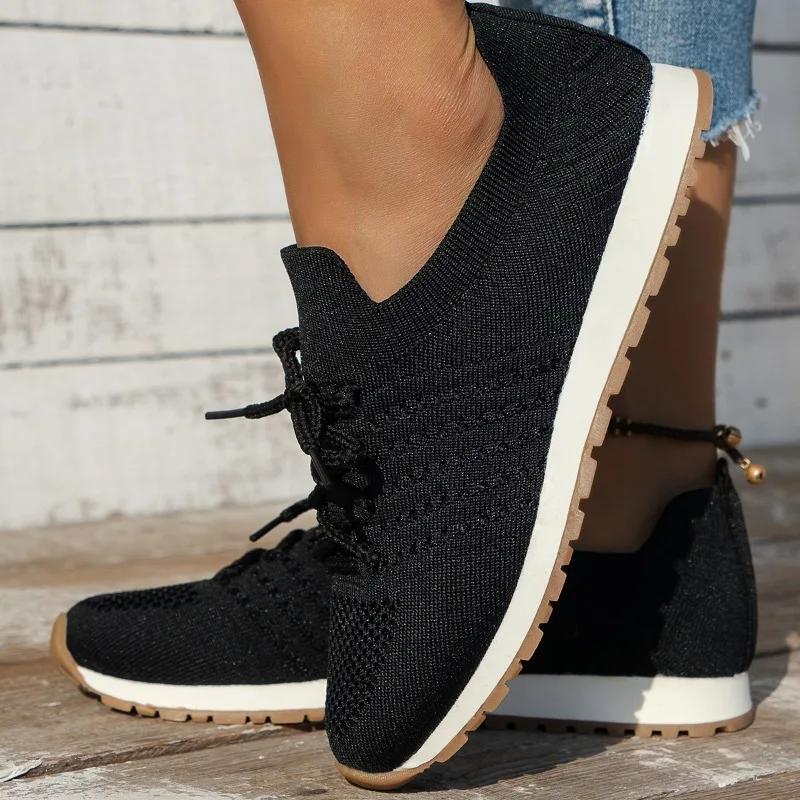 Удобная и повседневная женская спортивная обувь, спортивная обувь со шнуровкой и крупной сеткой для женщин
