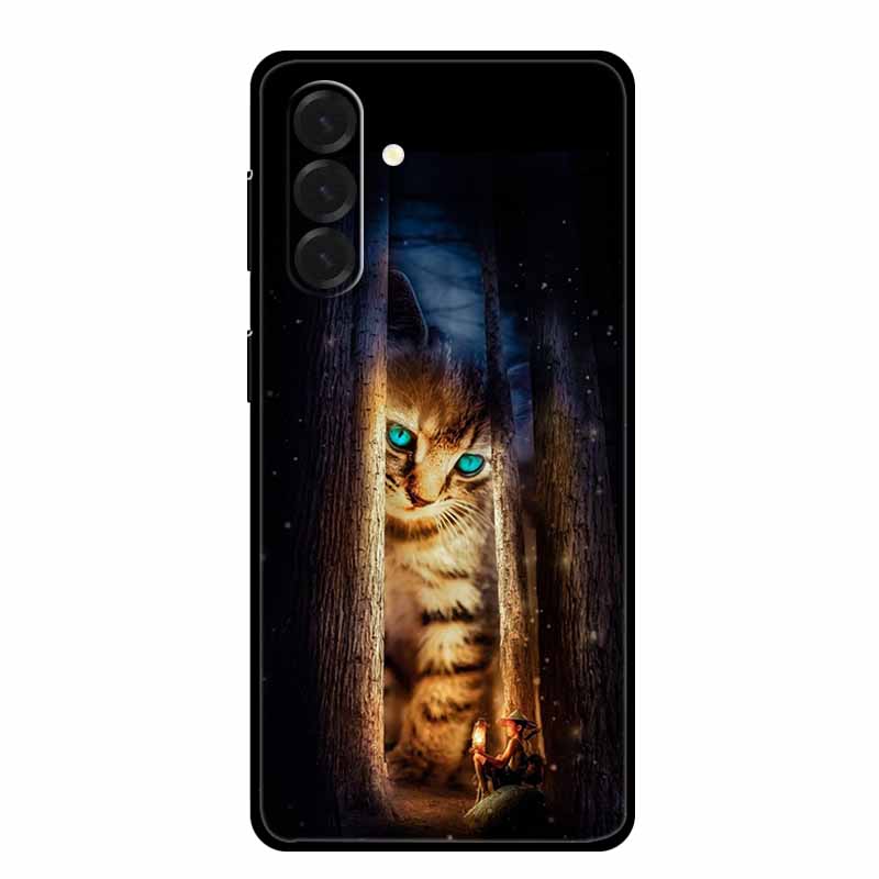 For Samsung Galaxy A17 5G Lion Cat Case Soft Silicone Cover for Galaxy A17 5G TPU Cases Shockproof Black Cover a17 Animal Bumper