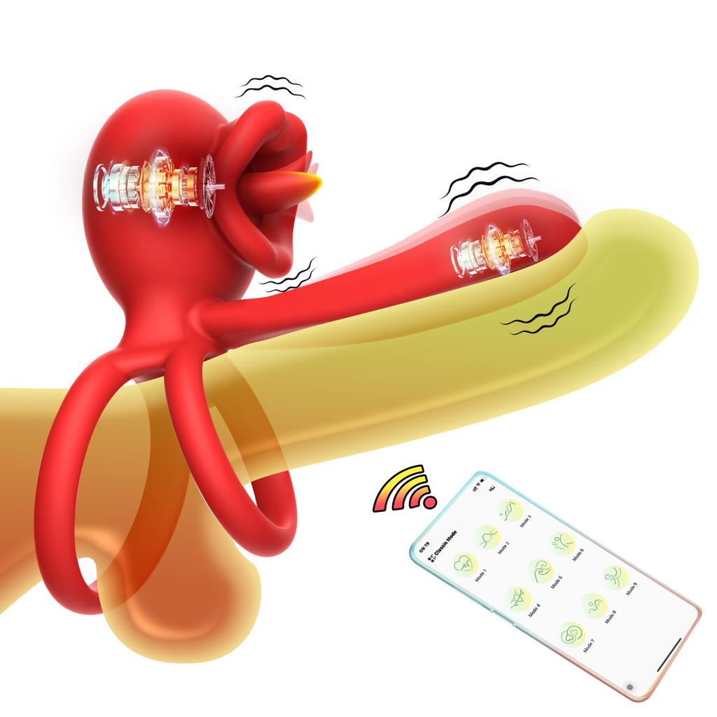 APP Remote Control 9 Modes Vibrating Sperm Lock Ring Delays Ejaculation and Enhances Erection Cock Ring Penis Enlargement Sleeve