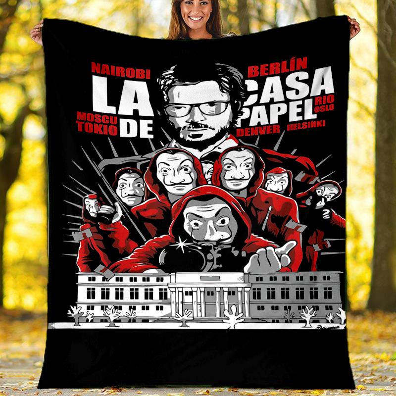 La Casa De Papel Theme Printed Blanket Perfect For Couch Bed Travel Outdoor Use Machine Washable Cozy Durable