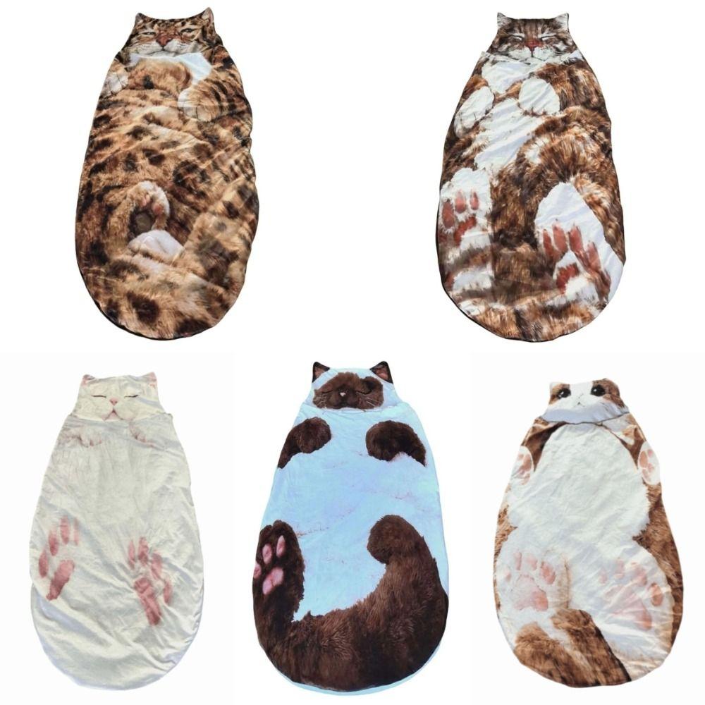 Мягкий Плюшевый Кот Конверт Спальный Мешок Уютное Теплое Одеяло Милый Туристический Спальный Мешок Походы