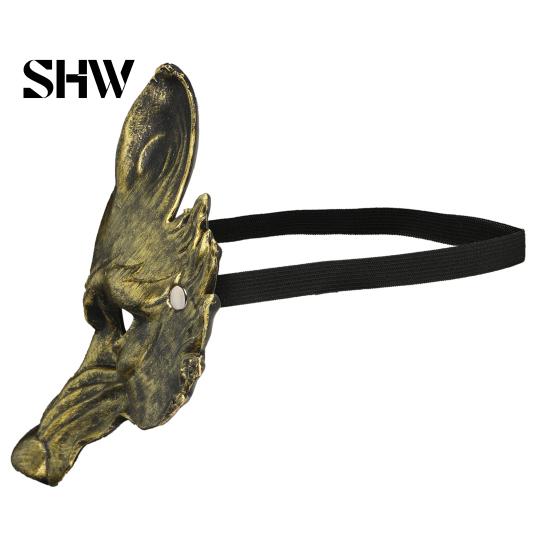Durable Lightweight Carnival Props Black Gold Wolf Halloween Mask, 3D PU Foam Mardi Gras Party Unique Festival Masks for Cosplay Prop, Masquerade