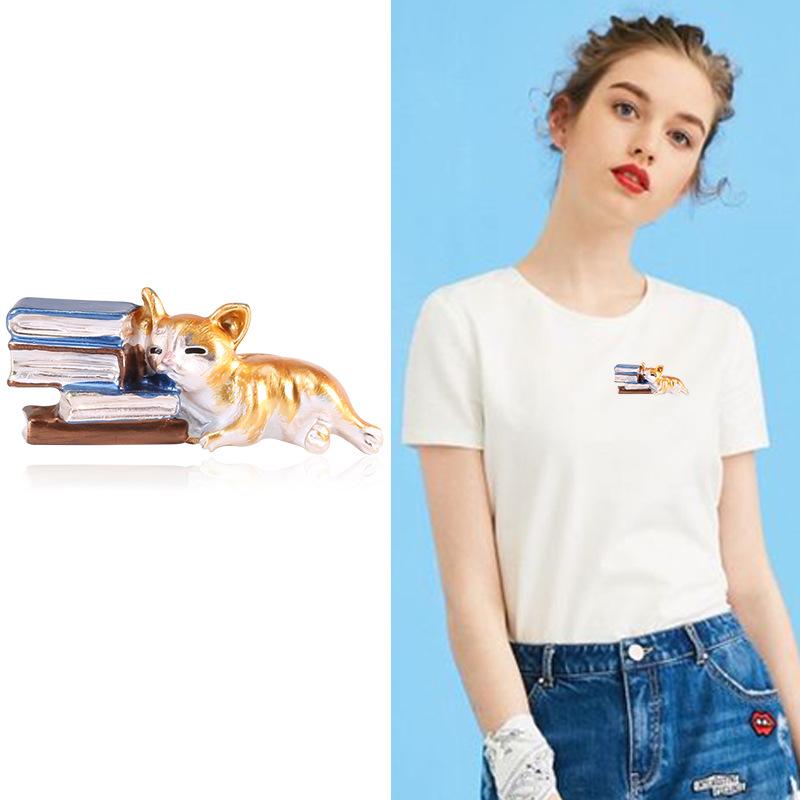 Креативный дизайн Милая ленивая брошь в виде кота, аксессуары для одежды, булавка для воротника