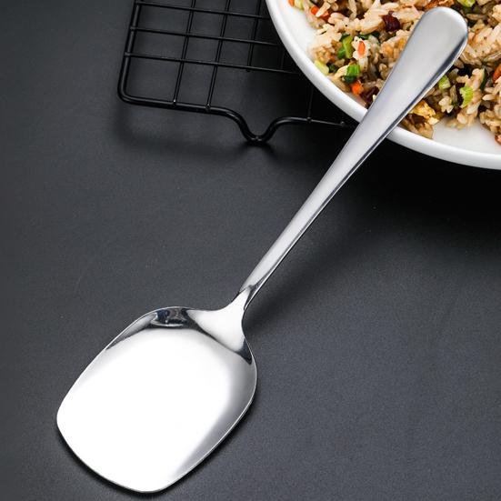 Big Spoon Long Handle Comfortable Grip Ladling Stainless Steel Buffet Dinner Large Size Serving Spoon
