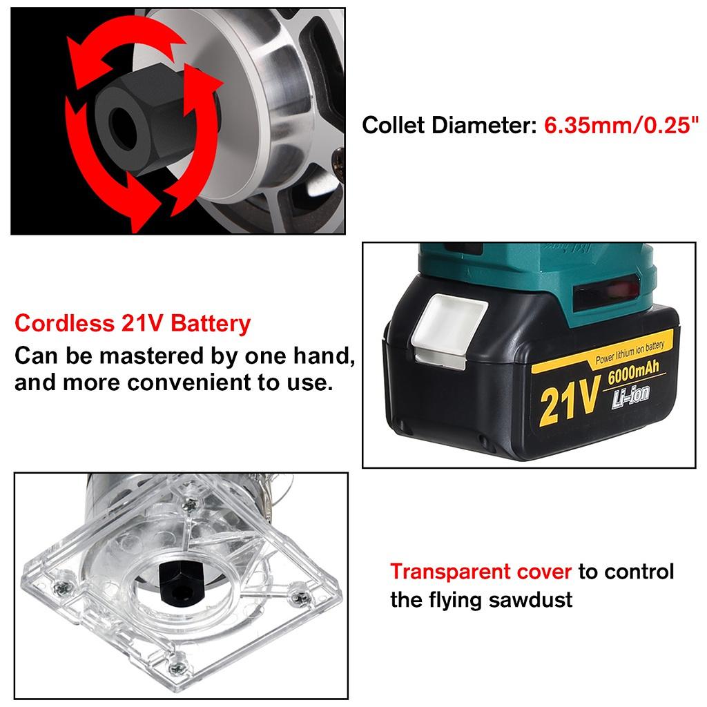 Беспроводной электрический триммер 1280 Вт Деревообработка Гравировка Долбежно-фрезерный станок Фрезерный станок по дереву