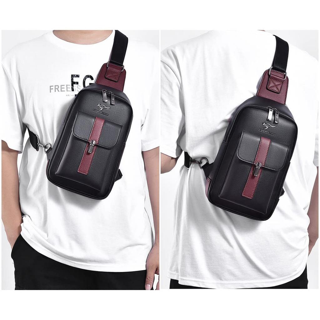 One Shoulder Body Crossbody Shoulder Chest Messenger PU Large Double Can Be Replaced On the Left or Right Unisex [Cenvins] Men's Bag, Bag, Bag, Bag,