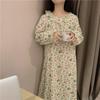 Floral Pajama Dress Women Autumn Japanese Style Princess Casual Loose Long-sleeved Cotton Doll Collar Home Wear Chic