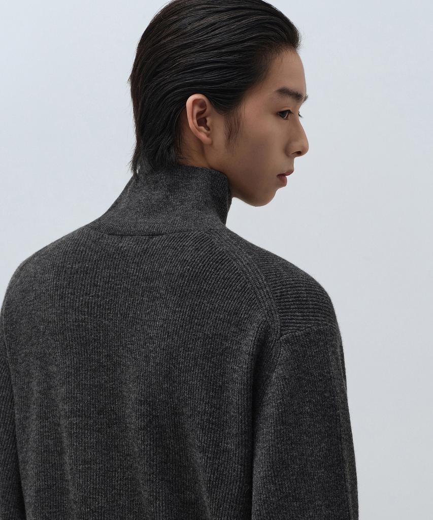 MUSINSA STANDARD [Victoria Wool] Minimal Ribbed Turtleneck Knit [Medium Grey]