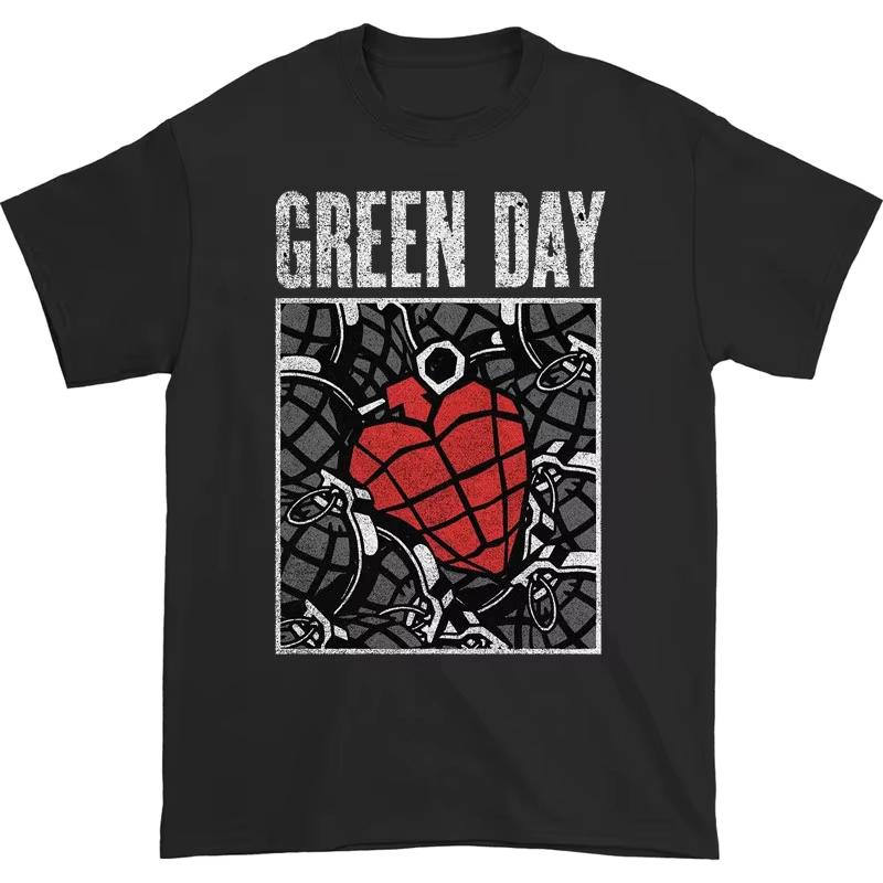 2026 Green Day Band Illustration Fun Music Album American Retro Punk Loose Unisexs and Womens Printed Tshirt Ins Y2k