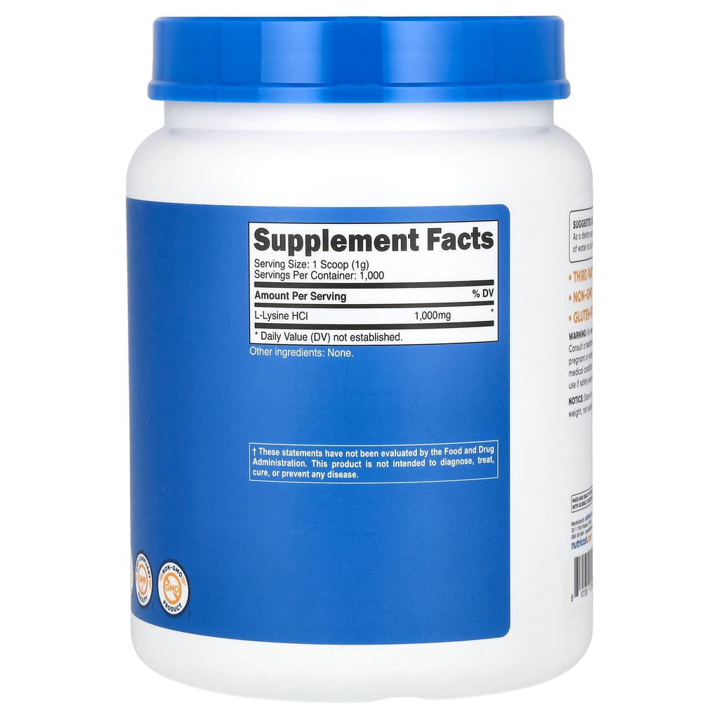 L-Lysine, Unflavored, 1Kg(35.7Oz)