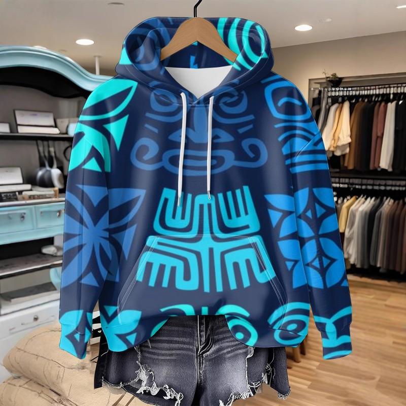 Womens Relaxed Fit Hooded Long Sleeve Sweatshirt With 3D Floral Plaid Print Breathable Comfort Casual Top