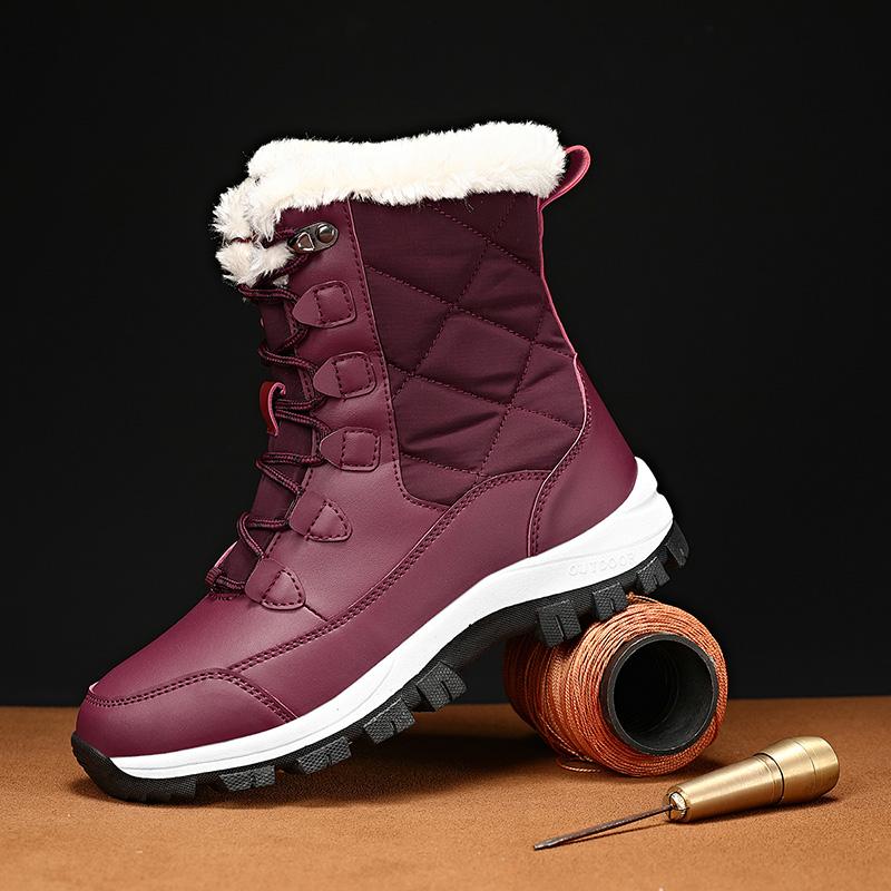 Зимние ботинки для женщин, высококачественные зимние ботинки на платформе с толстой подошвой, нескользящие, удобные, рабочие, теплые, хлопковые ботинки