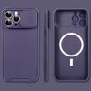 Магнитный чехол для защиты объектива камеры Slide для iPhone 16 15 14 13 12 11 ProMax Plus для беспроводного зарядного устройства MagSafe, мягкий полный чехол