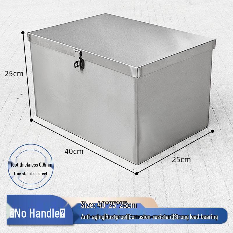 Lockable Rectangular Stainless Steel Toolbox with Thickened Construction