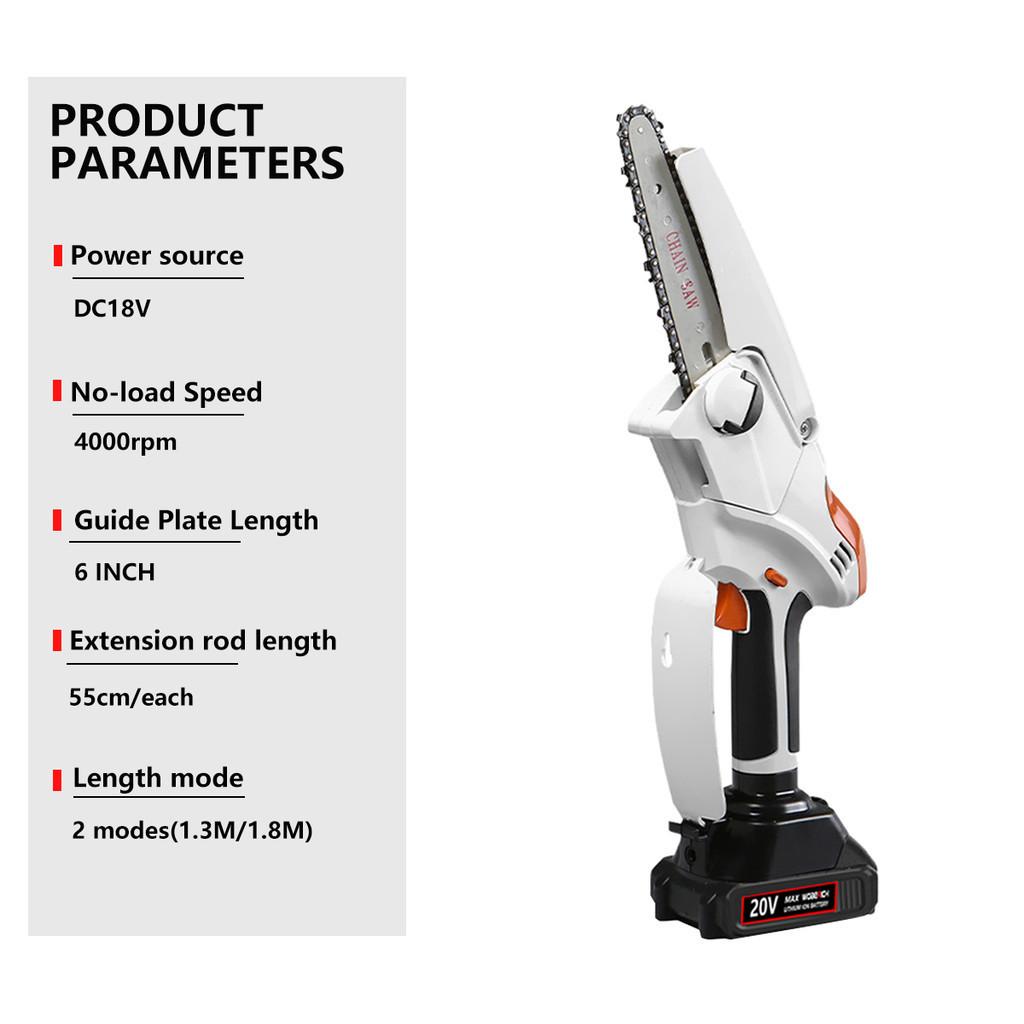18V 6 Inch Telescoping Pole Cordless Rechargeable High Branch Saw Garden Tree Pruning Tool Electric Chainsaw