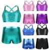 Kids Girls Sequin Ballet Tutu Ballerina Fancy Tankini Outfit Dance Class Gym Workout Stage Sets