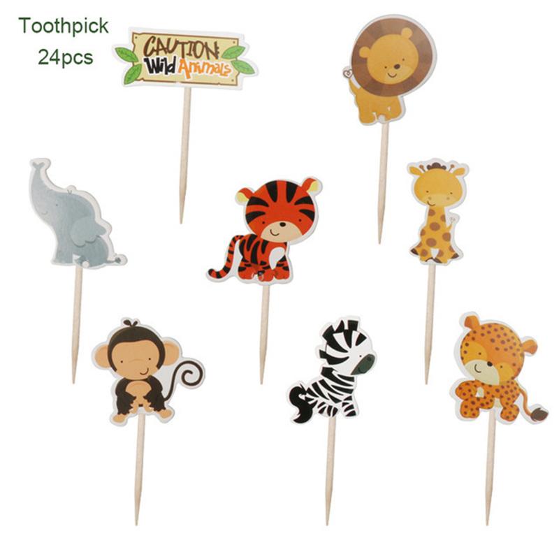 Лесные животные украшения для вечеринок Лев Тигр Одноразовая посуда Бумажные тарелки Стаканы День рождения Baby Shower Дети сувениры Товары для вечеринок
