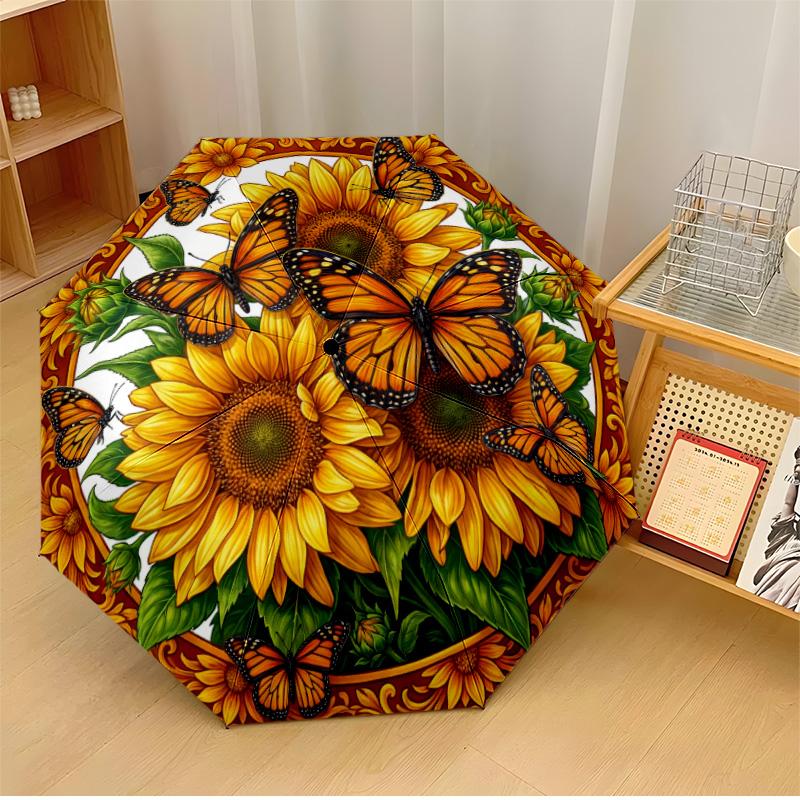 Sunflowers 2 Printed umbrella windproof folding umbrella portable sun and rain umbrella suitable for gifting